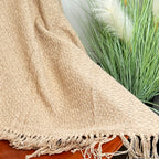 Sand Plaid Cotton Fringed Throw 170cm x130cm