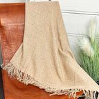 Sand Plaid Cotton Fringed Throw 170cm x130cm