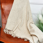 Beige Plaid Cotton Fringed Throw 170cm x130cm