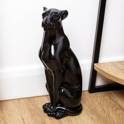 Black Sitting Leopard Ornament