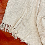 Beige Plaid Cotton Fringed Throw 170cm x130cm