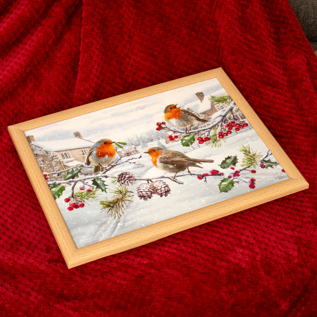 Christmas Robins Cushioned Lap Tray