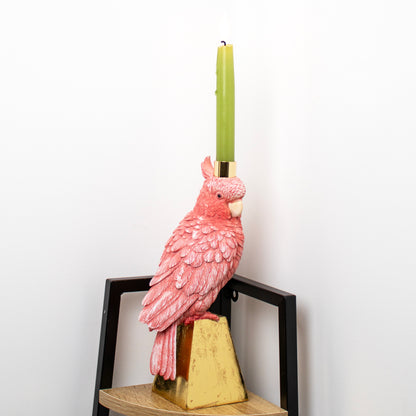 Pink Parrot Candlestick Holder