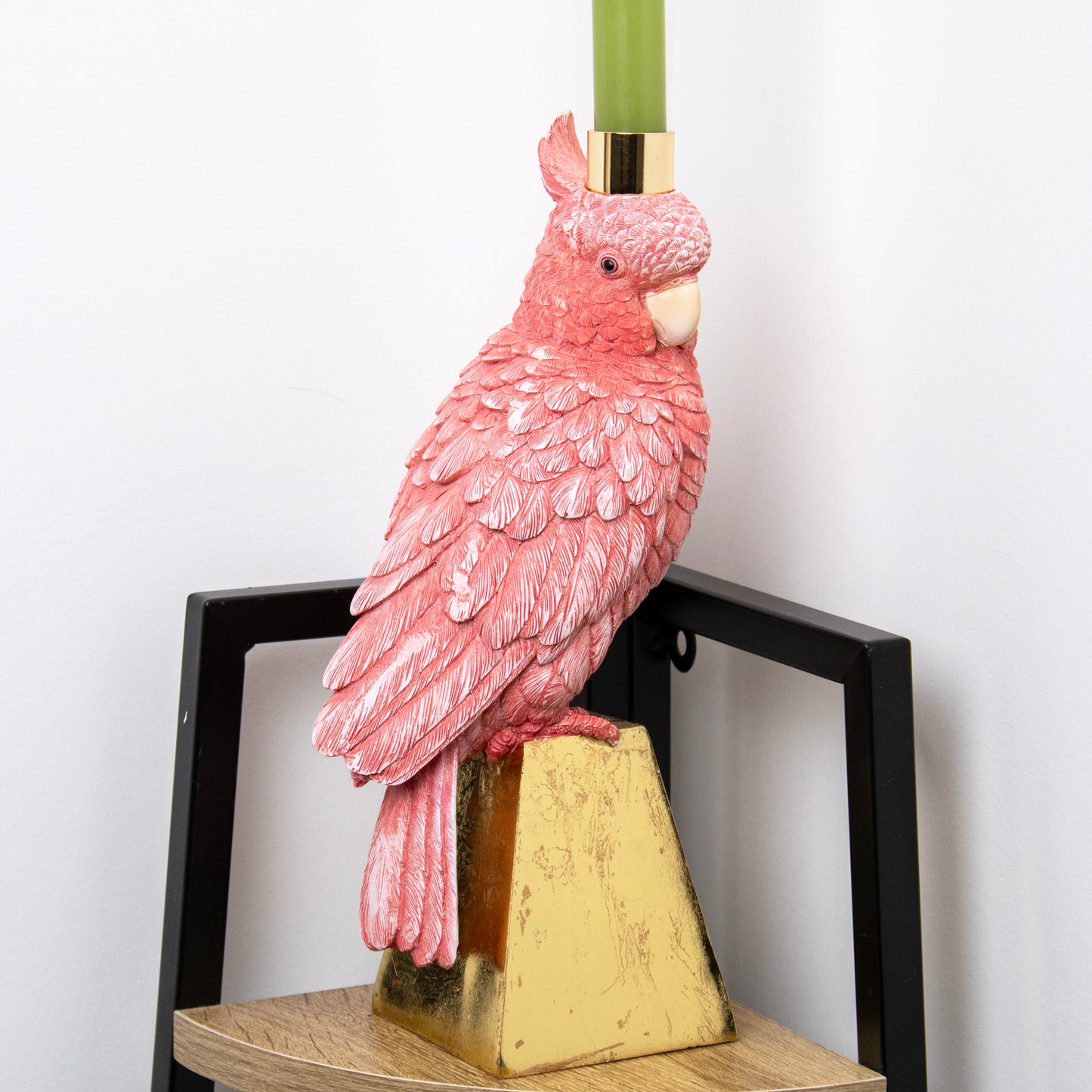 Pink Parrot Candlestick Holder