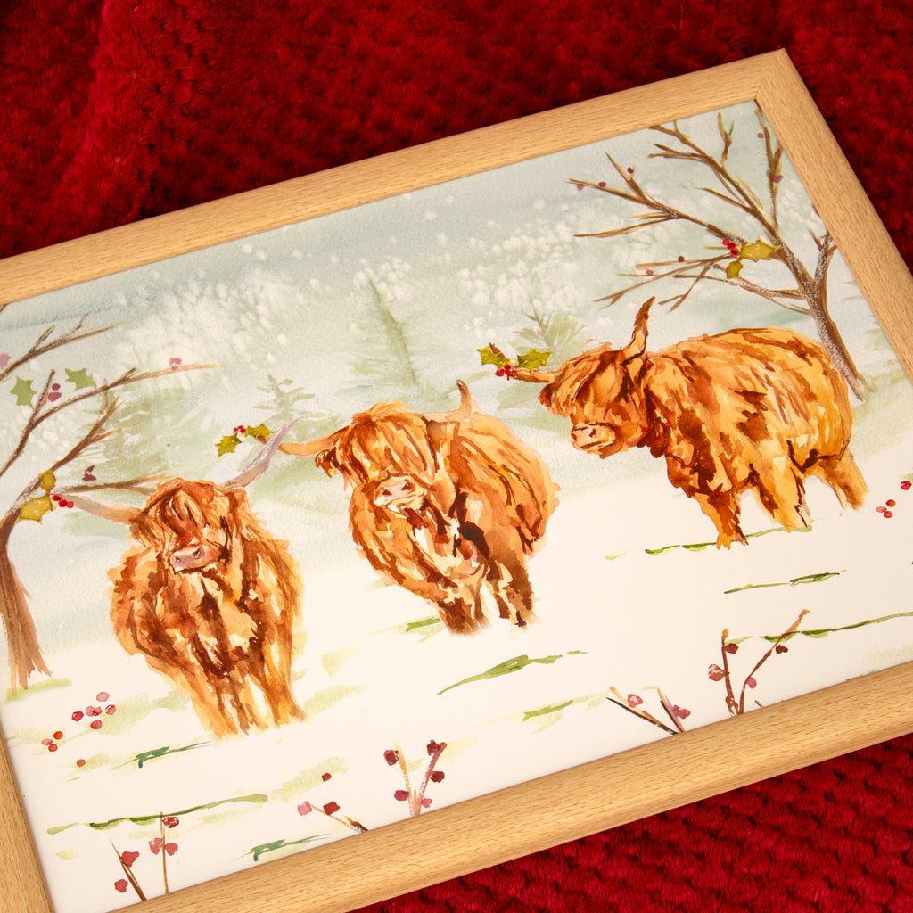 Christmas Highland Cows Cushioned Lap Tray