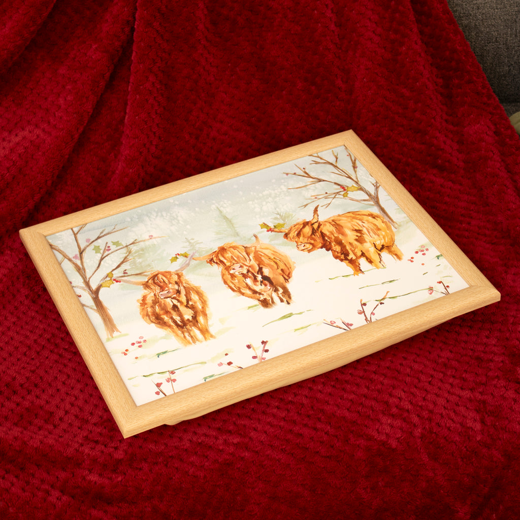 Christmas Highland Cows Cushioned Lap Tray