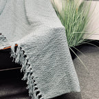 Blue Plaid Cotton Fringed Throw 170cm x130cm