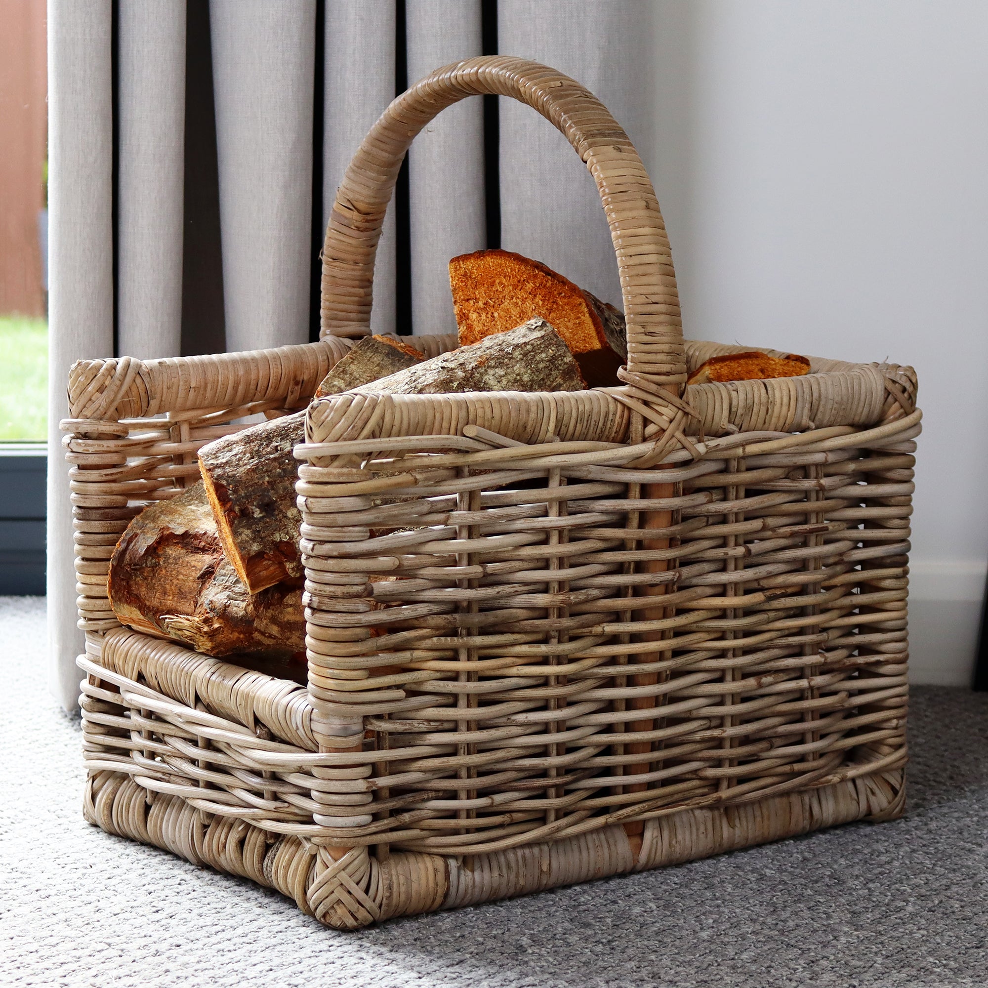 Kubu Rattan Open Ended Log Basket