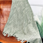Green Cotton Fringed Throw 170cm x130cm