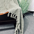 Green Cotton Fringed Throw 170cm x130cm