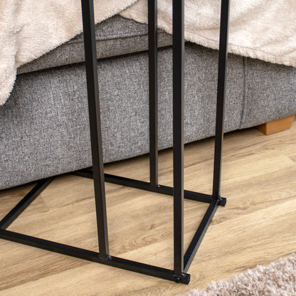 Wood And Metal C Shaped Side Table