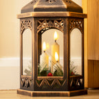 Bronze LED Flicker Candle Christmas Lantern