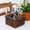 Antique Wash Willow 4 Section Cutlery Basket