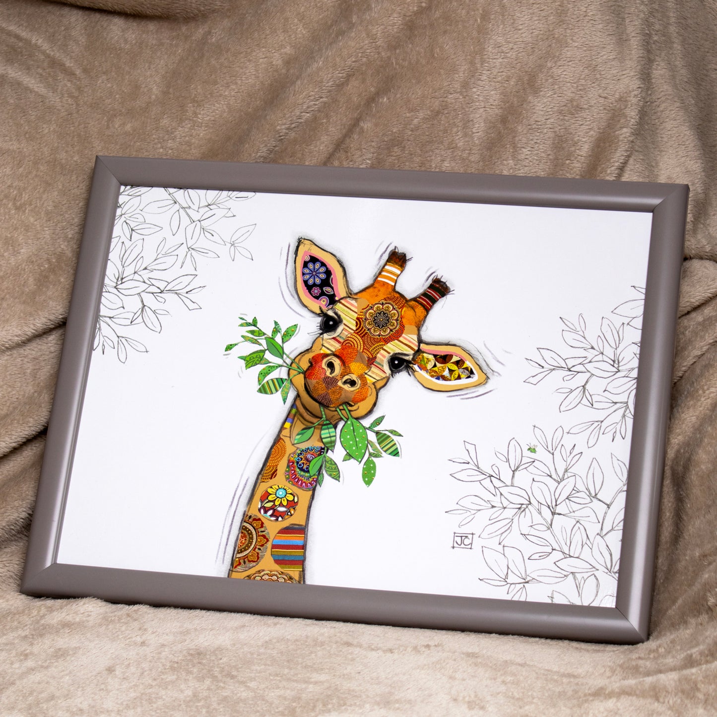 Giraffe Bug Art Cushioned Lap Tray