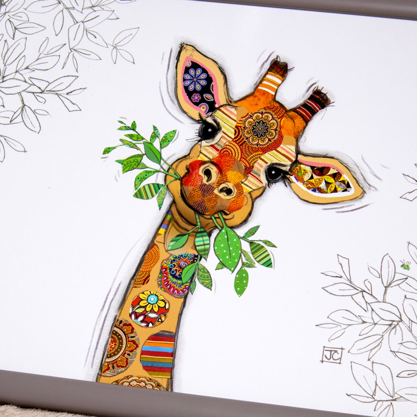 Giraffe Bug Art Cushioned Lap Tray