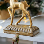 Gold Reindeer Christmas Stocking Hanger