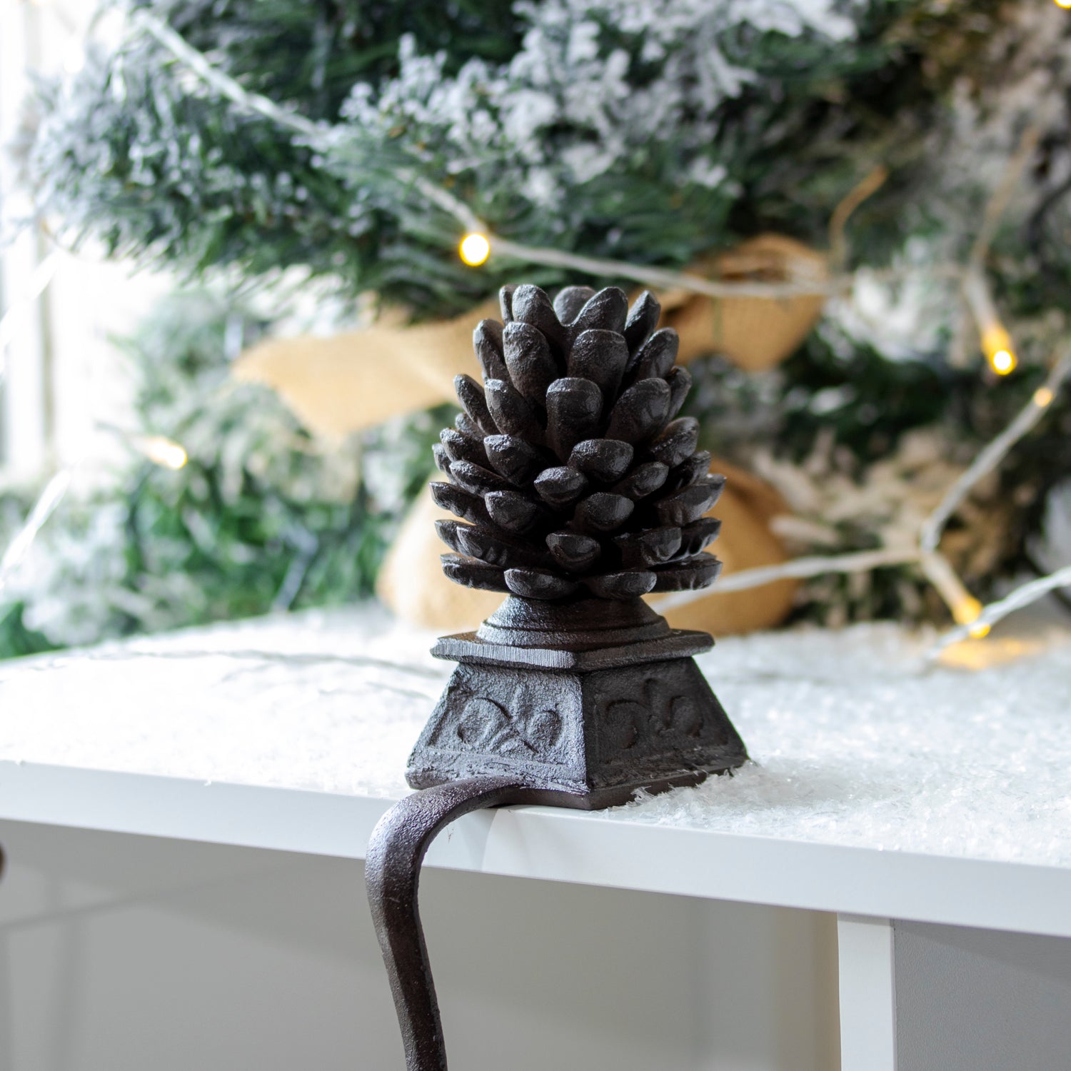Cast Iron Pinecone Christmas Stocking Holder