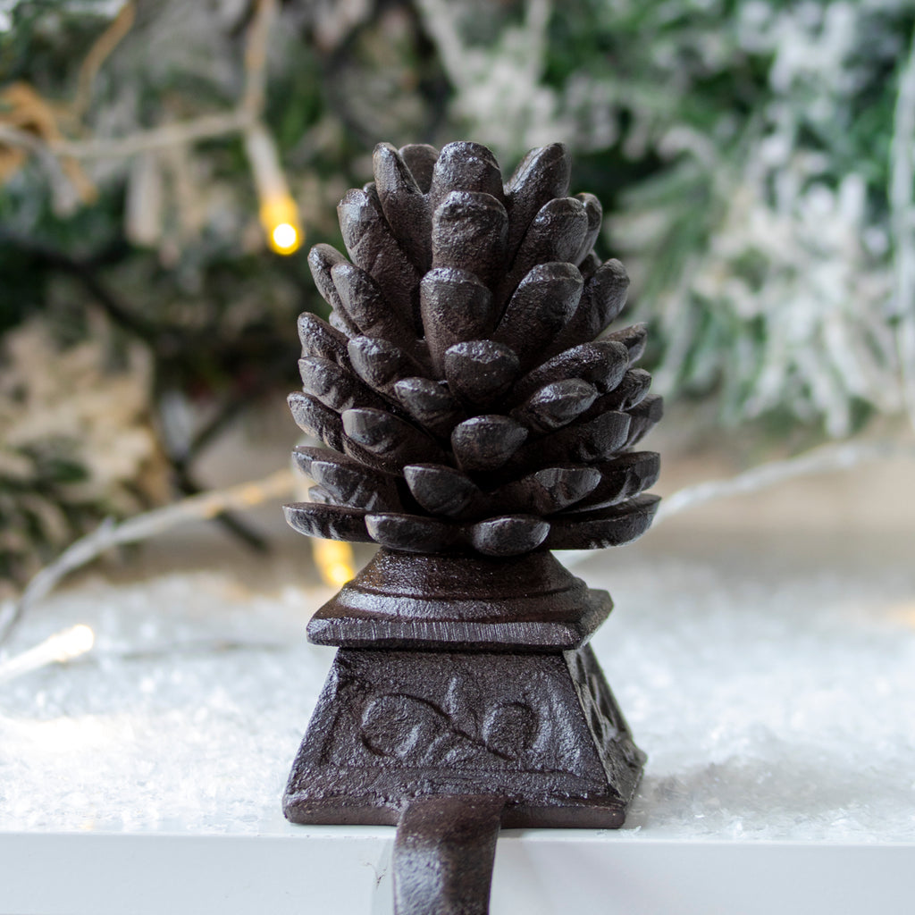 Cast Iron Pinecone Christmas Stocking Holder