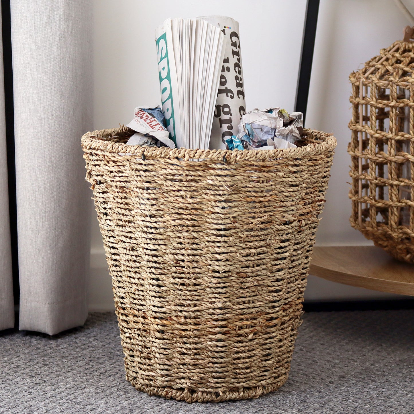 Round Seagrass Paper Bin