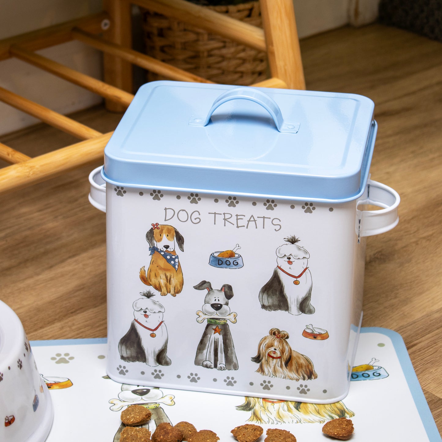 Faithful Friends Dog Bowl Mat And Treats Tin Set