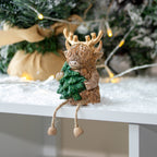 Brown Highland Cow With Christmas Tree Ornament