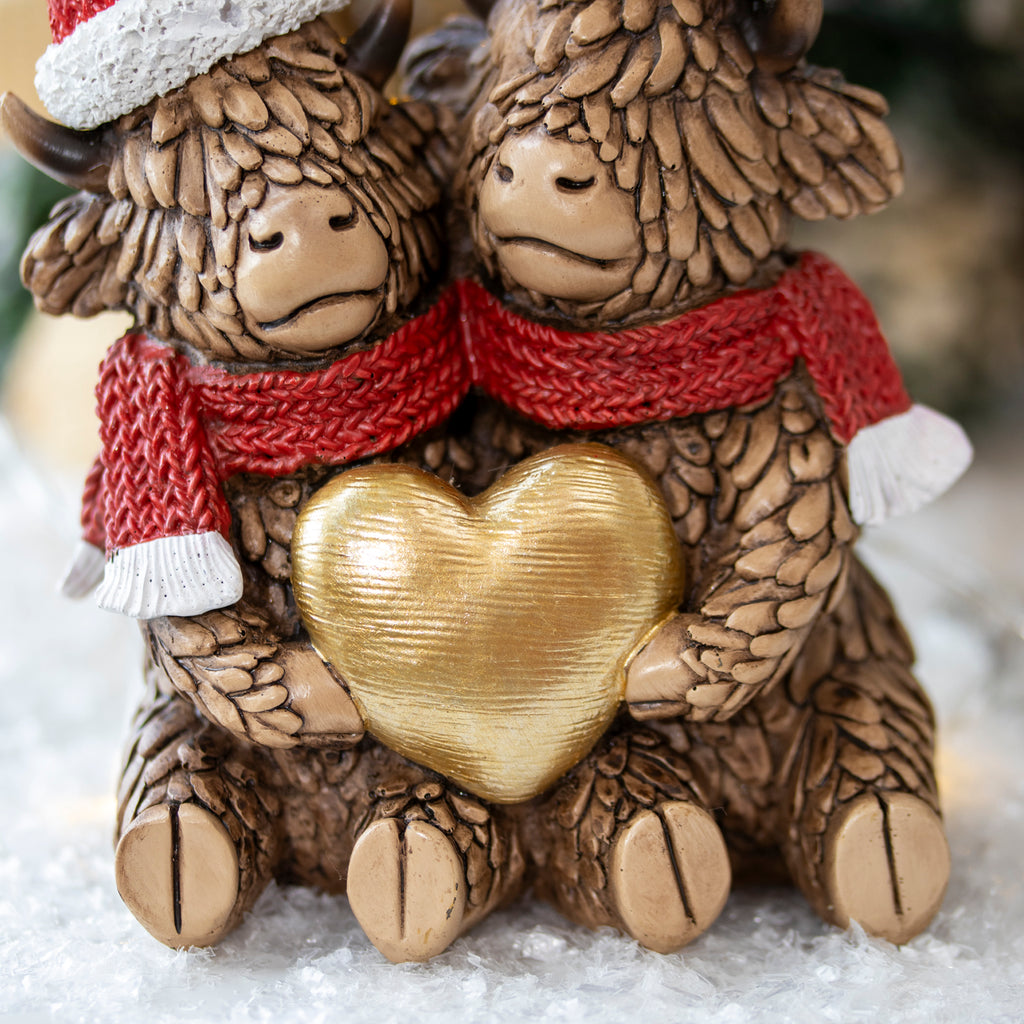 Christmas Highland Cows In Love Ornament