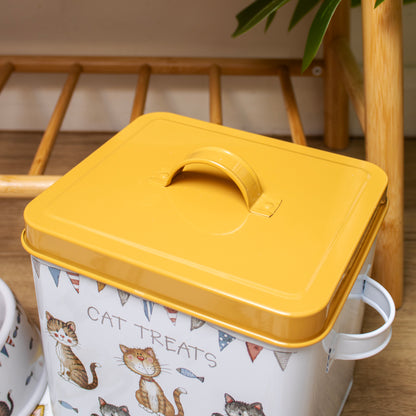 Faithful Friends Cat Bowl Mat And Treats Tin Set