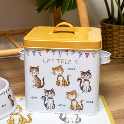 Faithful Friends Cat Bowl Mat And Treats Tin Set