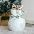Light Up Christmas Robins On Snowball Ornament