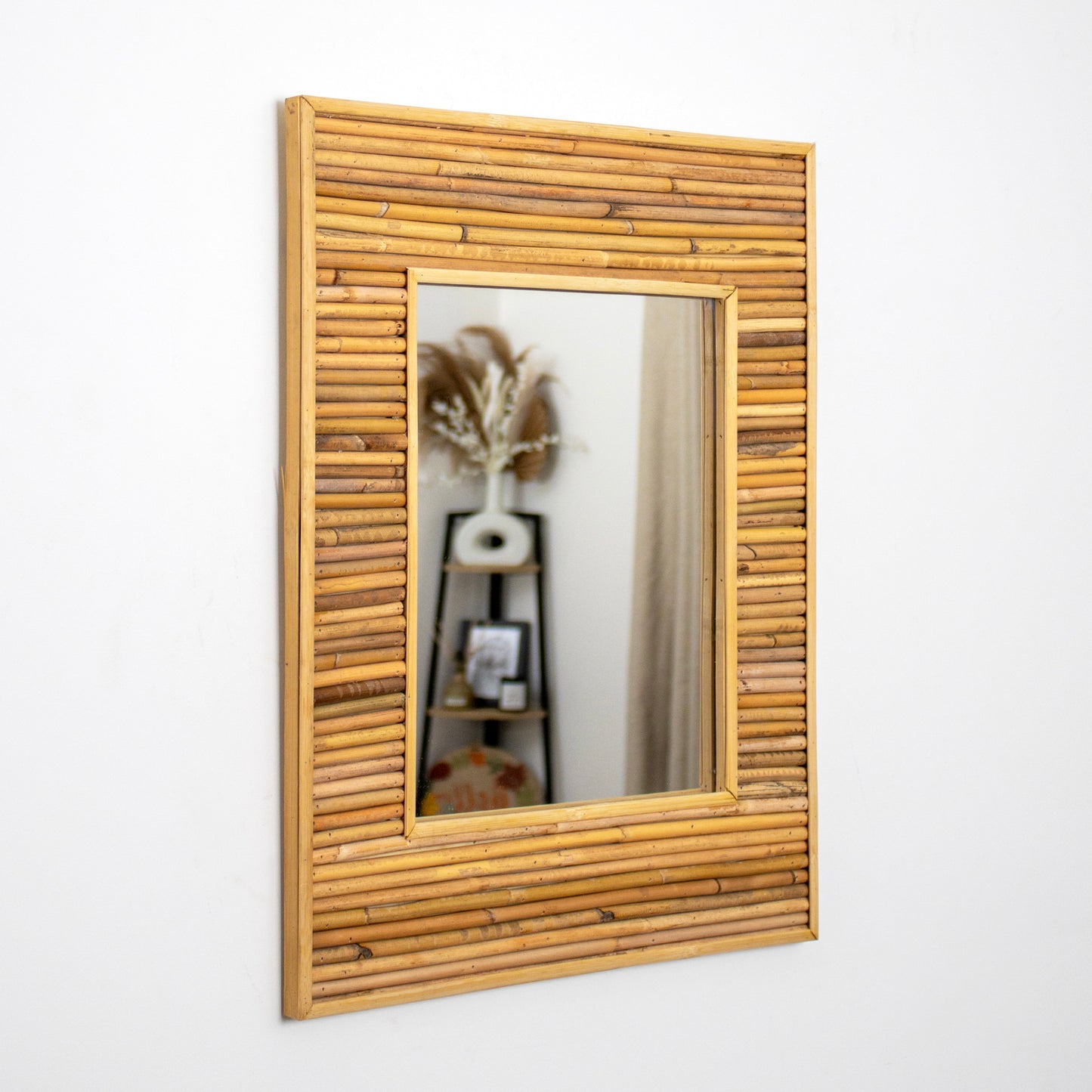 Rectangular Rattan & Bamboo Wall Mirror