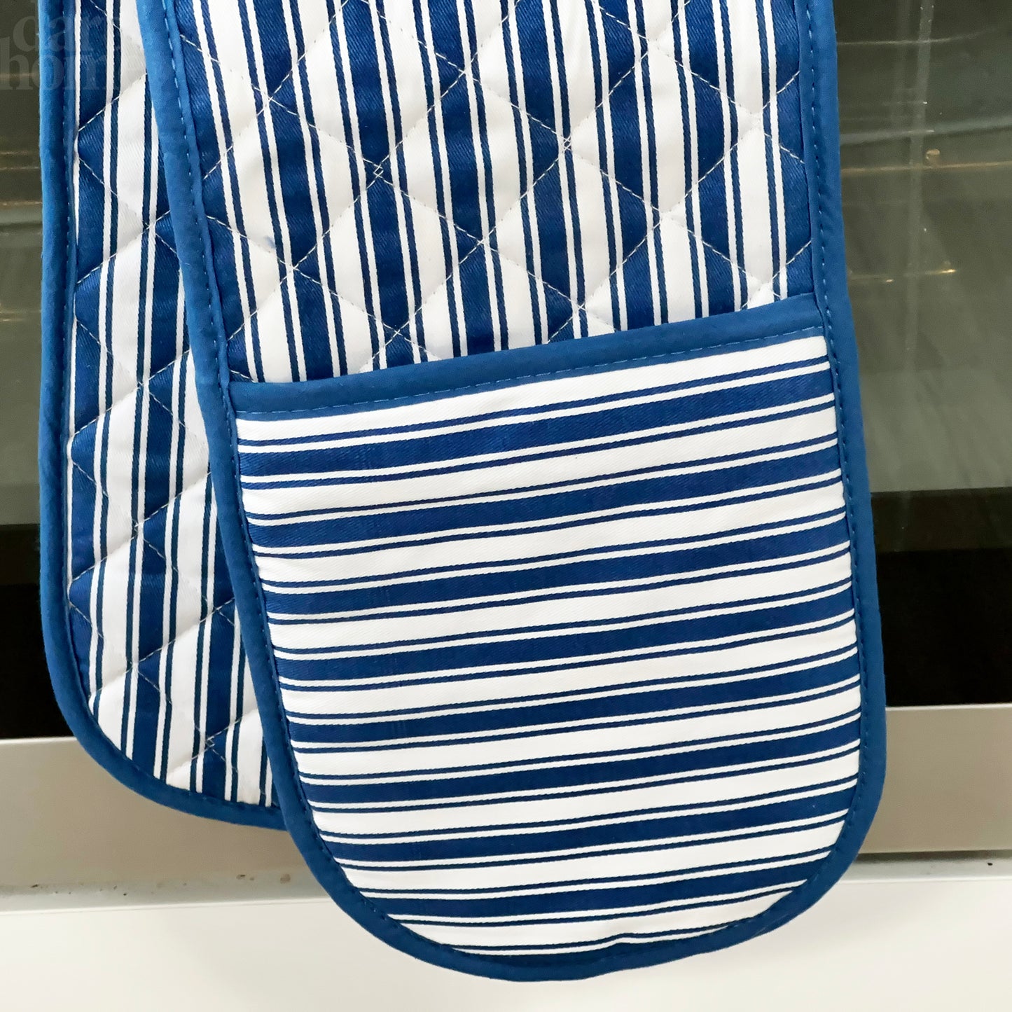 Blue Striped Double Oven Glove