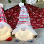 Set Of 2 Light Up Tartan Christmas Gnomes