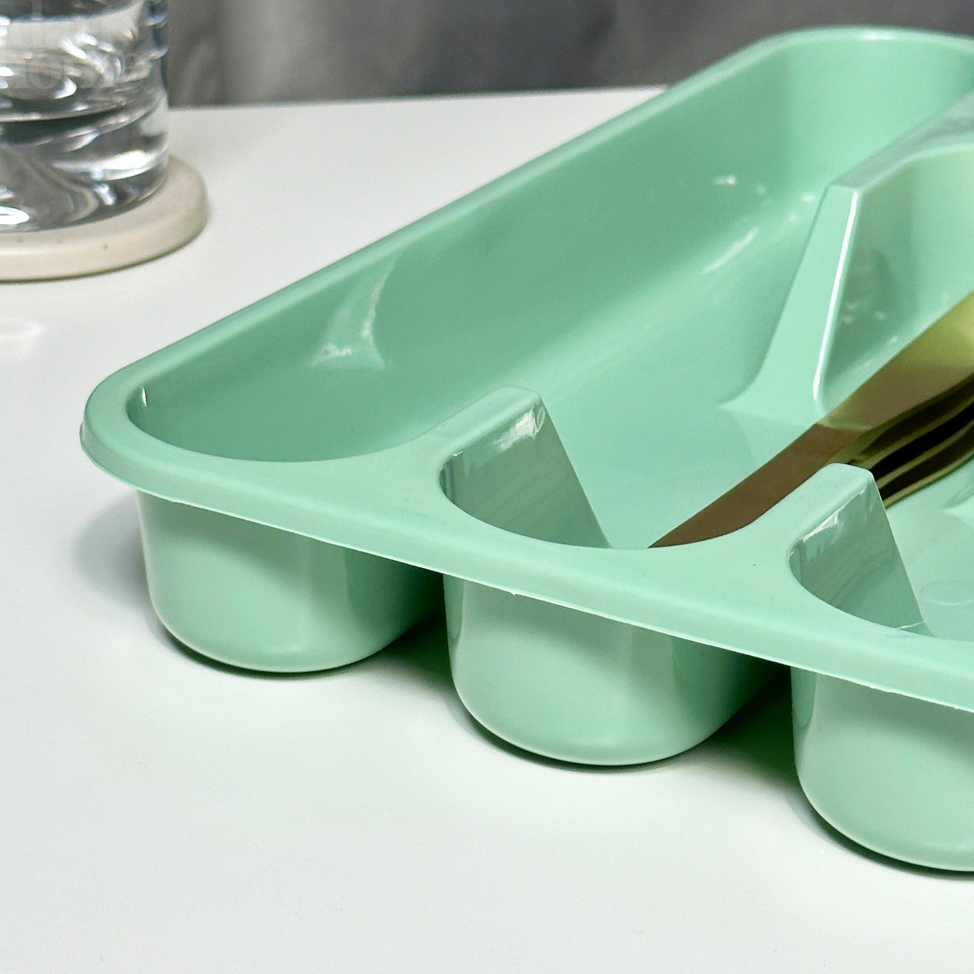 Green 5 Compartment Cutlery Tray