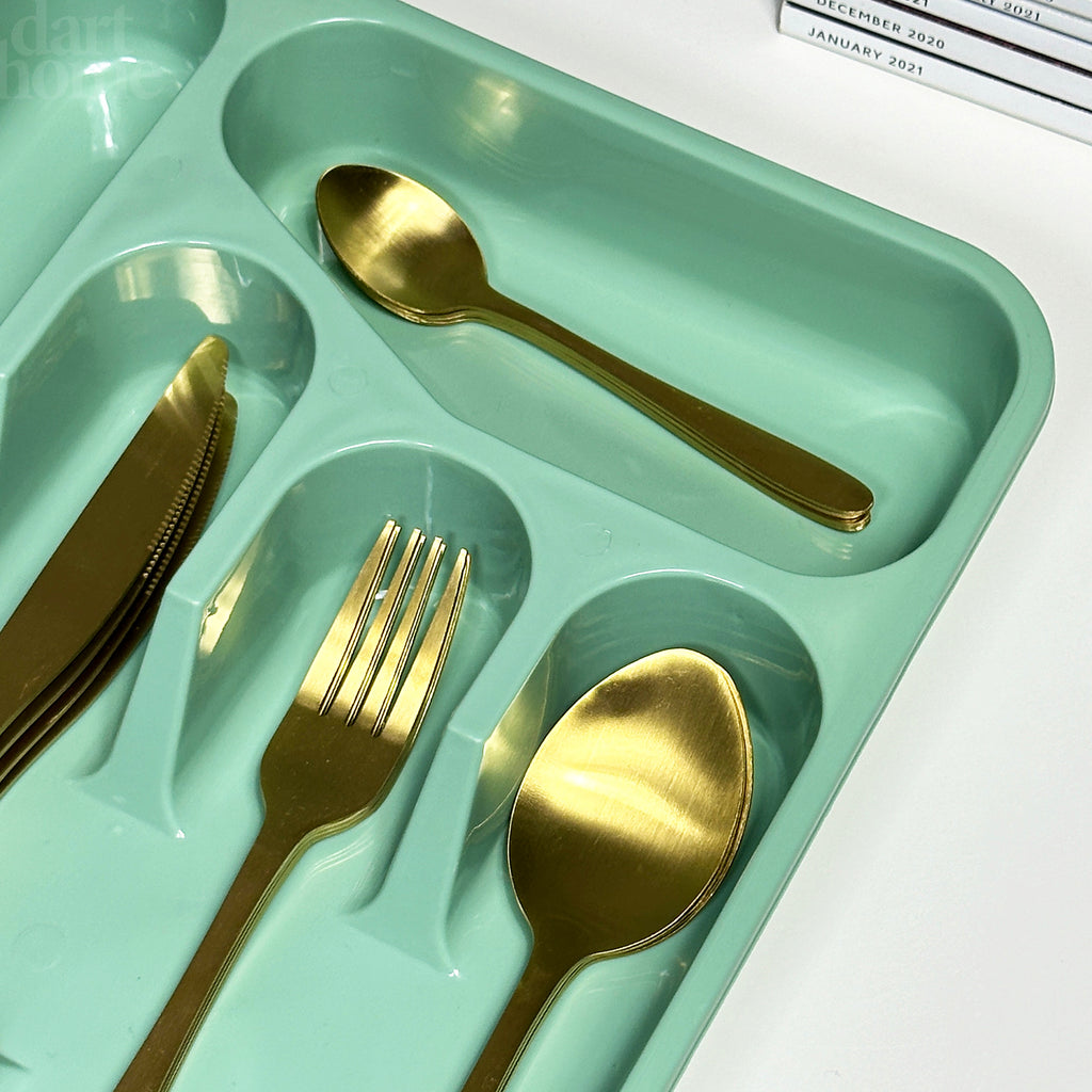 Green 5 Compartment Cutlery Tray