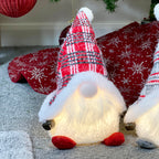 Set Of 2 Light Up Tartan Christmas Gnomes