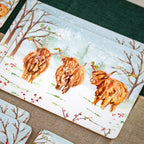 Set Of 4 Christmas Highland Cow Placemats And Coasters