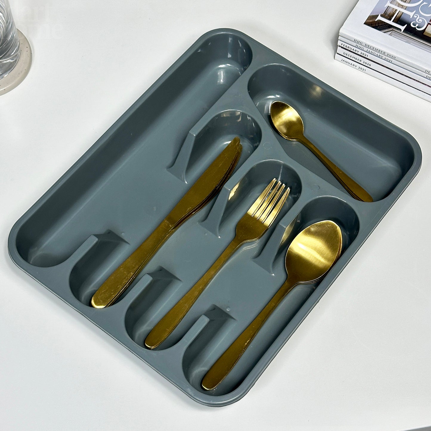 Grey 5 Compartment Cutlery Tray