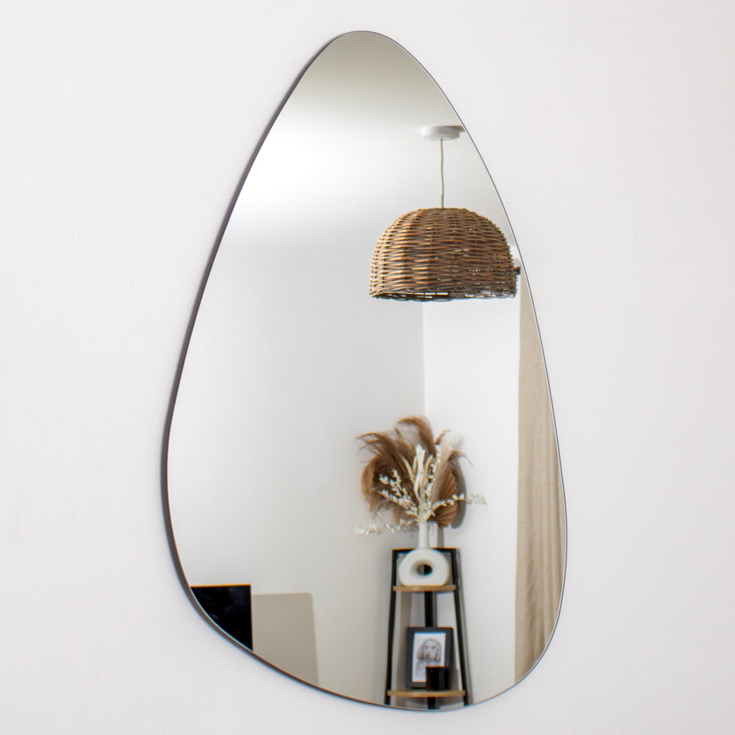 Frameless Pebble Glass Wall Mirror