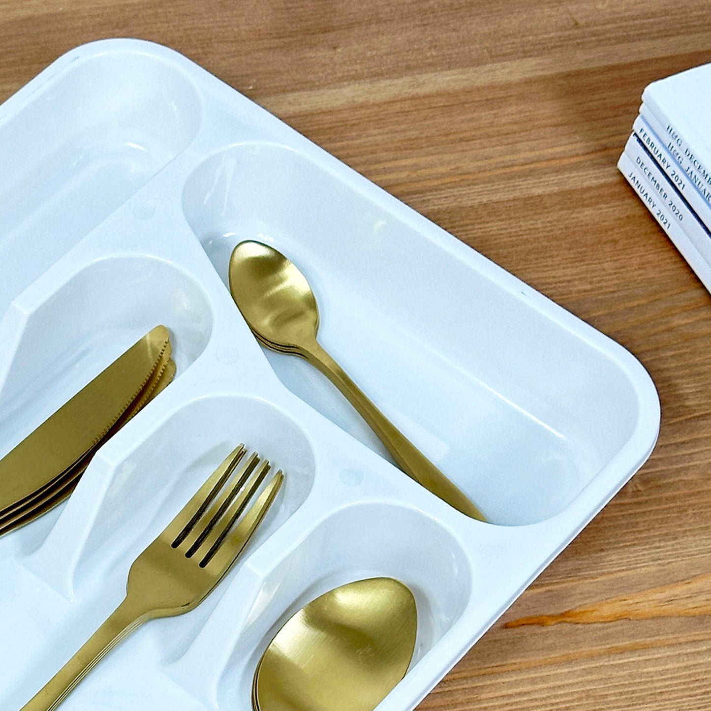 White 5 Compartment Cutlery Tray