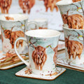 Set Of 4 Christmas Highland Cow Mugs