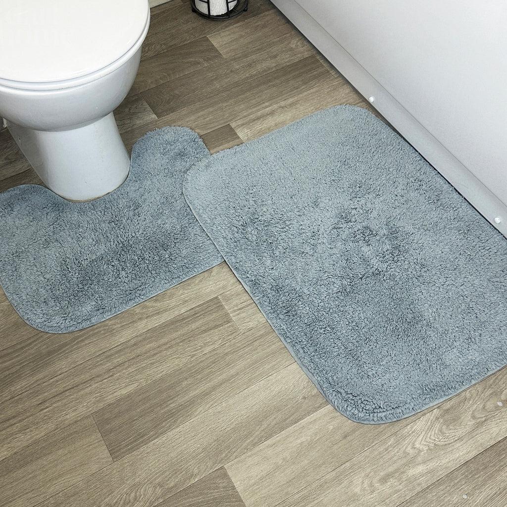 Grey Bath And Pedestal Mat Set