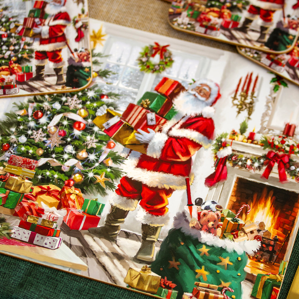 Set Of 4 Santa Claus Placemats And Coasters