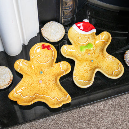 Set Of 2 Gingerbread Cookie Serving Plates