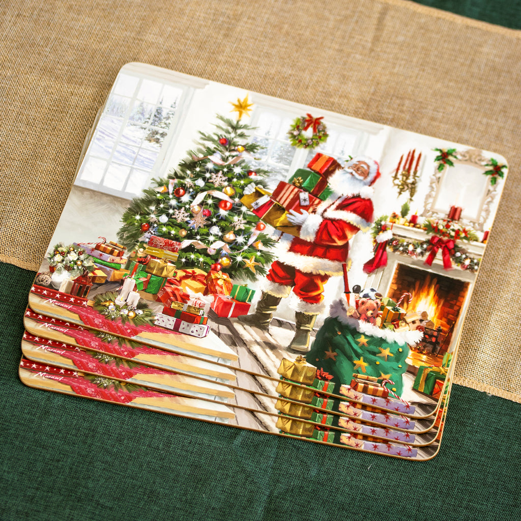 Set Of 4 Santa Claus Placemats And Coasters