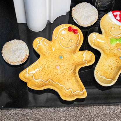 Set Of 2 Gingerbread Cookie Serving Plates