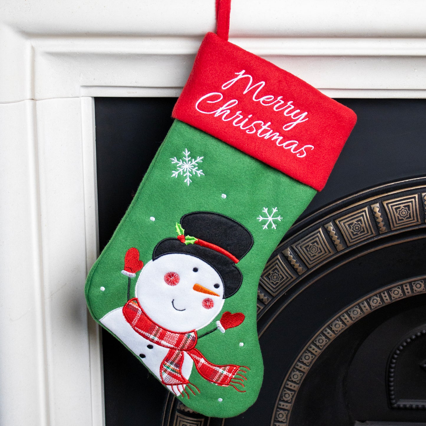 Green Snowman Christmas Stocking