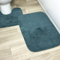 Navy Blue Bath And Pedestal Mat Set