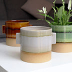 Grey Reactive Glaze Plant Pot With Ears