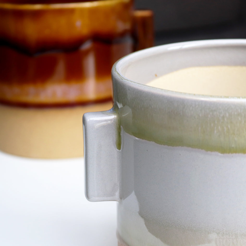 Grey Reactive Glaze Plant Pot With Ears