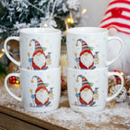 Set Of 4 Christmas Bug Art Gonk Mugs